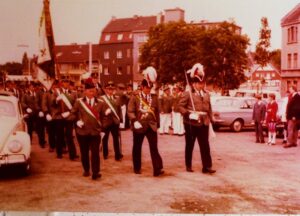 Schützenfest Wattenscheid 1972: König Winfried Rochell, Oberst Wilhelm Sürig, Adjutant August Bröker